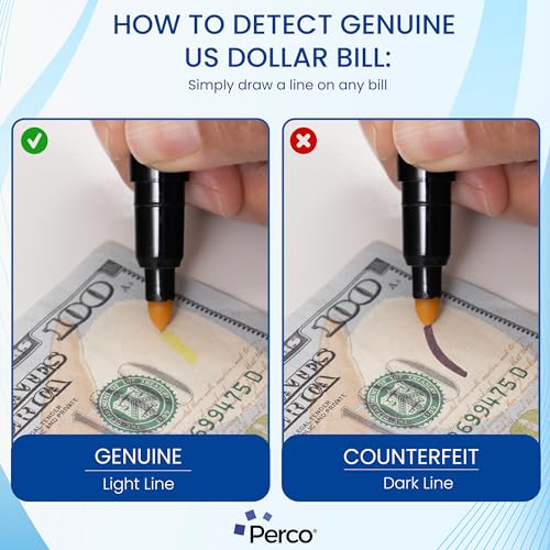 Perco Counterfeit Money Detector Pen 2 Pack - Currency Verification Tool