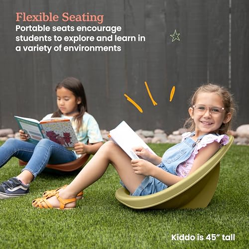 ECR4Kids Plastic Leaf Floor Seat Set – Kids Rocking Floor Chairs for Classroom & Home, 6-Pack