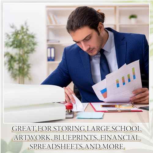 4 Pcs 11 x 17 Inch 3 Ring Binders 1 Inch Rings Heavy Duty View Plastic Flexible D Ring Binders Economy Holds 11" x 17" Paper for Artwork Blueprints, Office, Home, Work Places (White)