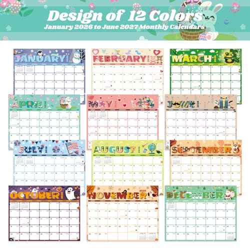 2026-2027 Magnetic Calendar for Refrigerator, 18 Monthly Fridge Calendar Magnet January 2026 to June 2027, 11" X 8.5" (Seasonal Designs)