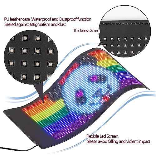 Leadleds 5V Bluetooth Programmable LED Matrix Panel, Flexible USB-Powered Scrolling Message Board with Custom Text & Animation, App Control for Advertising, Store, Bar, Car, Home Decor