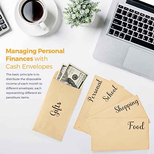 ACSTEP 100 PACK Brown Cash Envelopes 3 1/2 x 6 1/2 for Budgeting, Small Kraft Money Envelopes Self Adhesive for Cash, Coins, Check, Seeds, Money Savings Challenges