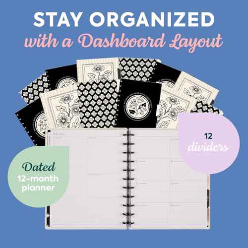Happy Planner Disc-Bound Planner Jan.?Dec. 2026, Includes 3 Extra Months and 2 Sticker Sheets, Big Size, 8.5" x 11", Dashboard Layout, Ink & Ivy