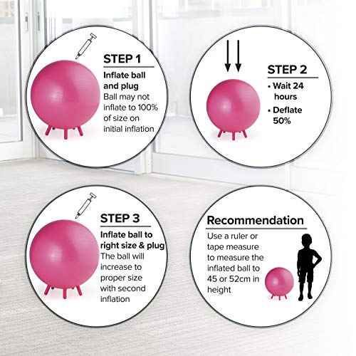 Stay-N-Play Children's Balance Ball - Flexible School Chair Active Classroom Desk Alternative Seating Built-In Stay-Put Soft Stability Legs, Includes Air Pump