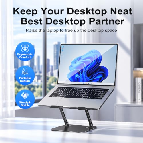Orlian Adjustable Aluminum Laptop Stand for 11-16 inch Laptops - Black, 16 inch