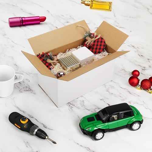 EXYGLO 40 Pack 11x6x6 Shipping Boxes for Small Business, White Corrugated Cardboard Box for Packaging, Moving, Mailing, and Storing