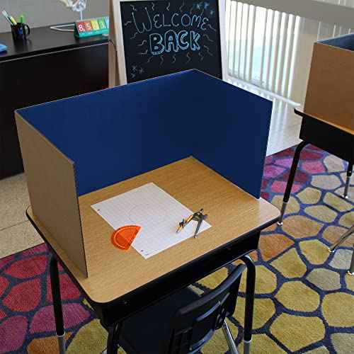 Flipside Products 12¡±x 48¡± Blue Study Carrel, Privacy Boards, Student Privacy and Focus Booth for The Classroom, Desk Divider Cubby for Tests, Made in USA - 24 Pack