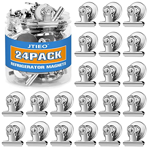 24-Pack Silver Magnetic Clips Fridge Magnets Heavy-Duty for Whiteboards & Refrigerator