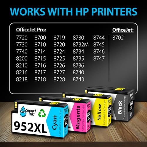 Smart Ink HP 952XL Compatible Ink Cartridges 4-Color Combo Pack for OfficeJet Pro