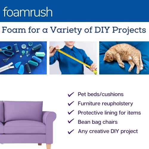 FoamRush 6" H x 24" W x 26" L High Density Premium Quality Upholstery Cushion, Seat Replacement, Sheet Padding Made in USA