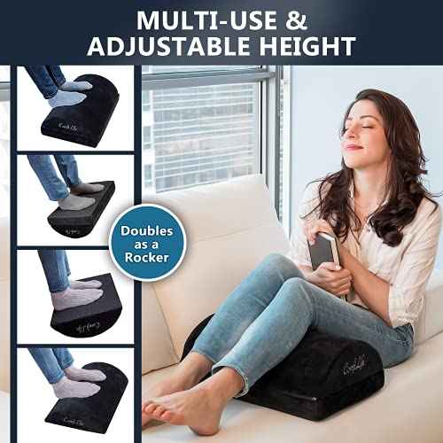 ComfiLife Foot Rest for Under Desk at Work ? Adjustable Height Memory Foam Foot Stool for Under Desk, Office Chair & Gaming Chair ? Ergonomic Footrest for Back & Hip Pain Relief (Black)