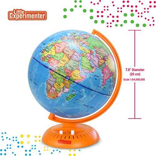 Little Experimenter 3-in-1 Light Up Globe for Kids, 8¡± Illuminated Star Map World Globes & Built-in Night Lamp Projector, Learning & Educational STEM Toys, Gifts for Kids Ages 8 9 10 11+ Years Old