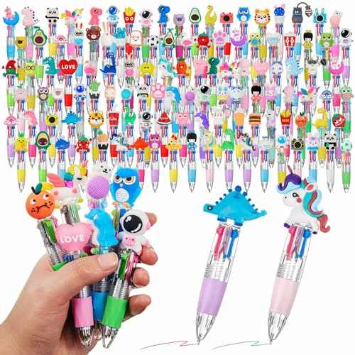 120 Pcs Mini Multicolor Pen in One 4 in 1 Cute Kawaii Ballpoint Ink Pens Bulk Fun Gifts for Birthday Party Favor School Prizes (Classic Style)