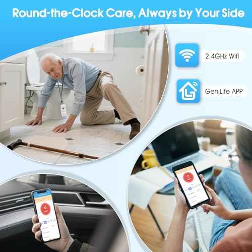 WiFi Smart Wireless Caregiver Pager Call Button System for Elderly Fall Monitoring with App Alerts & 110dB Loud Receiver, Anti-Mistouch Design (2 Panic Buttons + 1 Receiver)
