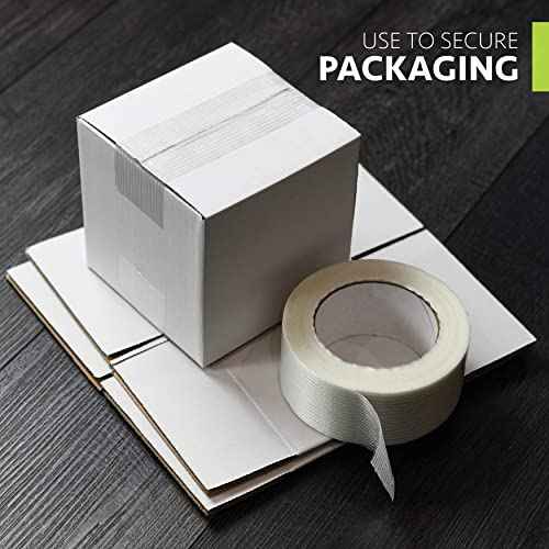 Strapping Tape 2 inch x 60 yds, (6 Pack) Fiberglass Tape Super Strong Reinforced Tear Resistant Clear Strapping Tape Holds up to 120 LB.