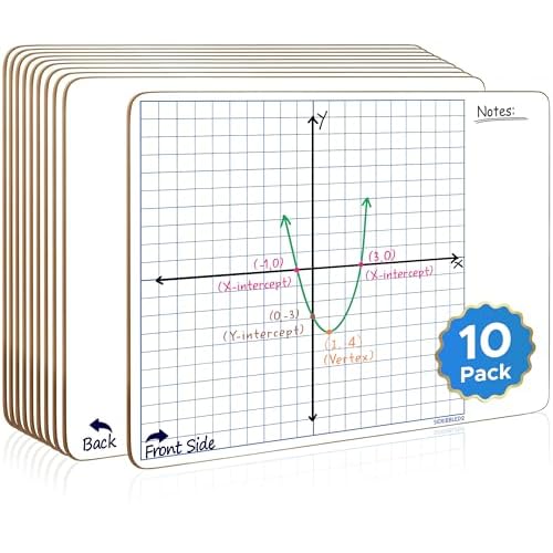 SCRIBBLEDO 10 Pack Dry Erase Graph Whiteboard 11"x14" Double Sided Dry Erase Board with Grid for Home School Classroom Kids and Students Portable Grid Board for Graphing and Geometry Coordinate Plane