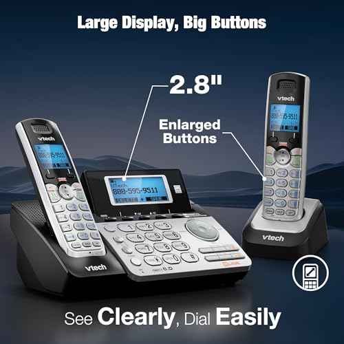 VTech Accessory Handset for DS6151 Series with 2-Line Cordless Phone, Suitable for Small Business or Home, Answering System, Expandable up to 12 Handsets, Intercom, Conference | DS6101 (Black/Silver)