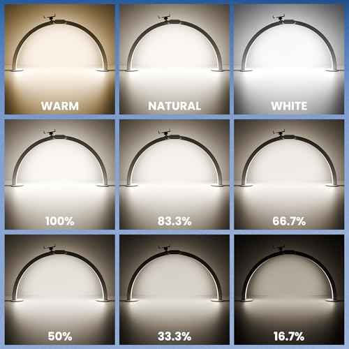 Half Moon Light for Nail Desk, 29" 48W Stable Without Shaking Professional LED Lighting, Foldable Arch Light for Lash Eyelash, Includes Phone Stand & Remote Control, Salon&Home(CCT White)