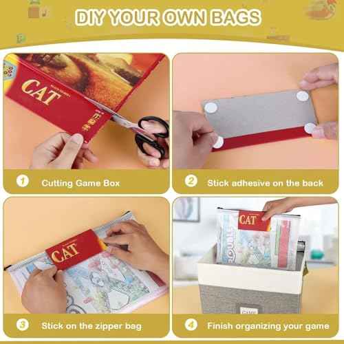Board Game Storage, Board Game Organizer with 12pcs Zipper Bags and Writable Stickers, Board Game Organizers Storage with Lid for Office Supplies, Puzzles, Video Game, Craft Product,2-Pack