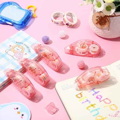 50 Pack Double Sided Tape Bulk, Glue Tape Roller 0.3 Inch ¡¿ 26.25 ft Adhesive Dot Roller Applicators for Journaling Scrapbook Supplies Crafts Gift Wrapping(Pink)