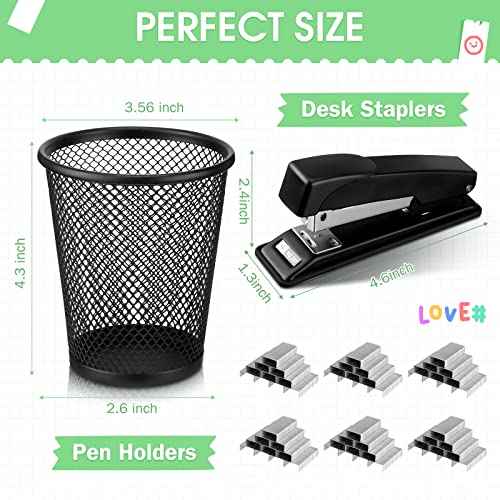 Jutom 20 Pcs Pop Dispensers Desk Staplers Tape Dispensers Pen Holder Set for Desk Office Stapler with Standard Staples Black Tape Holder Acrylic Posted Notes Holder for Office Supplies