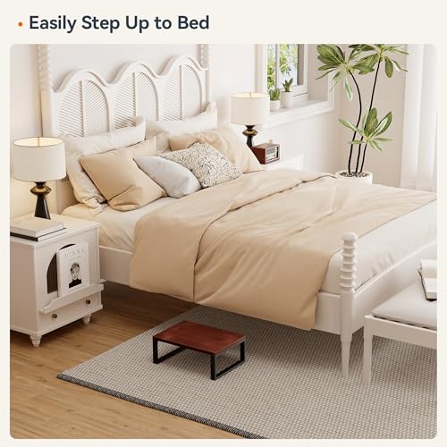 Solid Wooden Step Stool for Adults Seniors Non-Slip, Heavy Duty Bed Steps for High Beds with 500 LBS Capacity, Portable Bedside Step Stool Easy Assembly