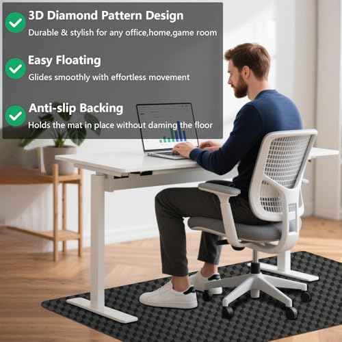 AiBOB Gaming Chair Mat for Hardwood Floors - 48"x36" Office Chair Mat for Hard and Tile Floor | Anti-Slip Protector Mat | Computer Desk Floor Mat for Rolling Chairs, Not for Carpet