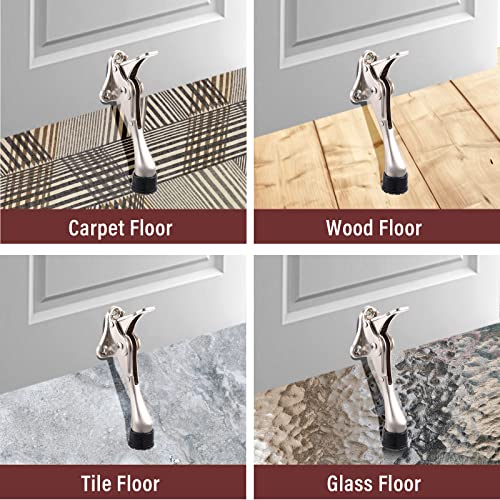 Chumia 12 Pieces Heavy Duty Door Stoppers 5.35 Inches Kickdown Adjustable Kick Down Door Stop for Bottom Easy Pedal with Rubber Tips Commercial(Silver)