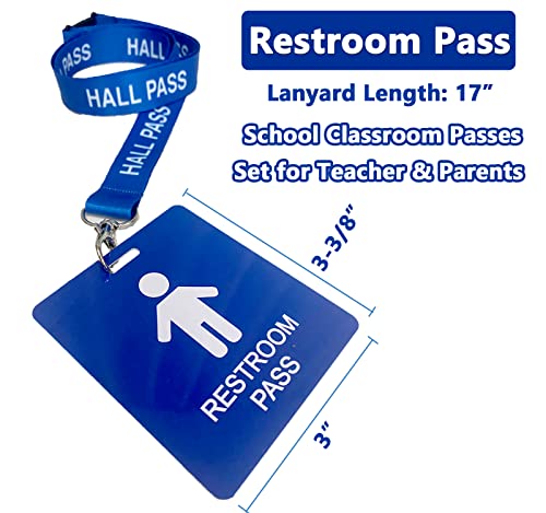 Reusable PVC School Hall Pass Lanyards for Boys, 10 Pack