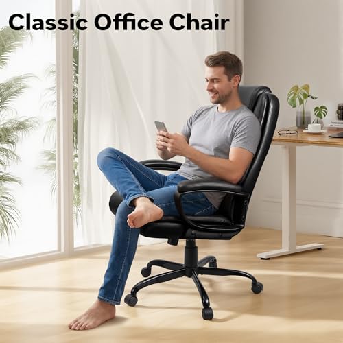 VENDORZ Black Executive Office Chair - High Back Ergonomic Desk Chair with Lumbar Support, Adjustable Big & Tall Computer Chair, 360° Swivel
