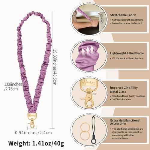 Scrunchie Teacher Lanyards for ID Badges Keys, Long Neck Key Lanyard Straps for Women Card Holder Keychain Wallet