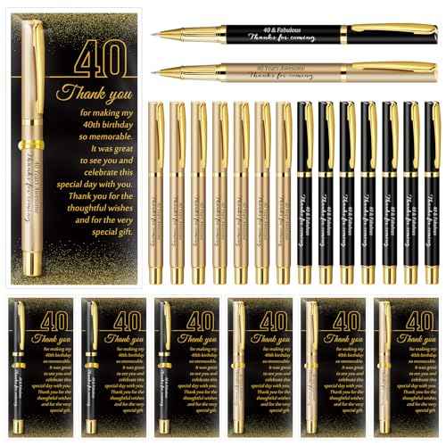 50 Set 40th Birthday Party Favor for Guest Anniversary Party Favor with Black and Gold Ballpoint Pens and Thank You Cards for Women Men Birthday Anniversary Appreciation Gifts