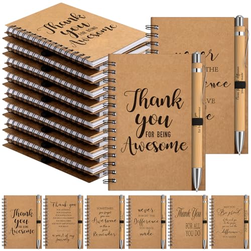 Tenceur 50 Pack Employee Appreciation Gifts Bulk Inspirational Spiral Notebooks with Motivational Pens Thank You Gifts for Staff Teacher Coworker Christmas Gift