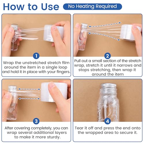 Mini Stretch Wrap Film Roll for Bottles Jars Shrink Seal Packing