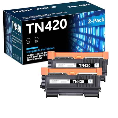TN420 Toner Cartridge (Black, 2-Pack) - TN 420 Toner Cartridge Replacement for Brother HL-2130 2220 2230 2250DN MFC-7240 7360N 7460DN 7860DW Intellifax-2840 2940 DCP-7060D 7065D Printer