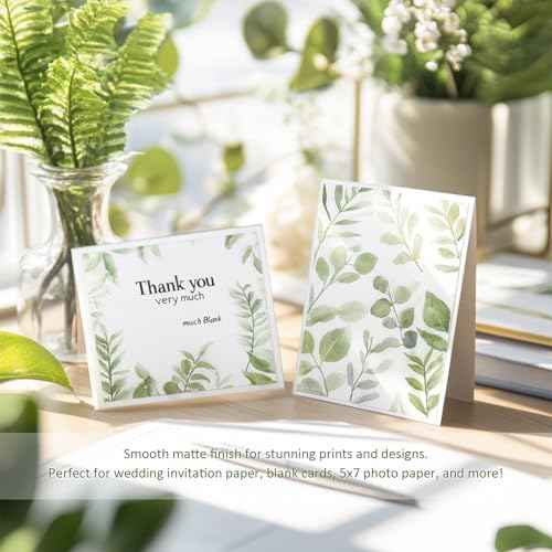 White Cardstock 5 x 7, 100 Pack Cover Cardstock Paper, 74lb/200GSM Heavyweight Blank Cards for Wedding Invitations, Thankyou Cards, Postcards