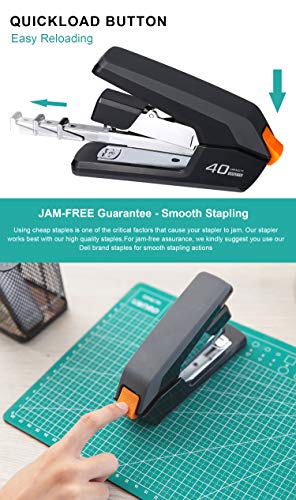 Leven Effortless Desktop Stapler 40 Sheet Capacity, One Finger Operation, Jam-Free Technology - Includes 40 Sheets Variation