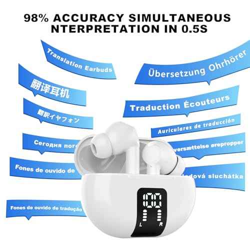Translation Earbuds Real Time, Language Translator Earbuds, 138 Language Earbud Rranslator, Voice Ear Buds Translators Device, Instant Translator Headset for Travel Business