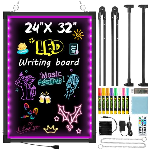 32 Inch LED Message Board with Remote Control & Fluorescent Markers