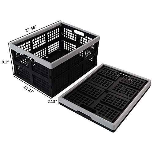 Jekiyo 34-Liter Folding Crates Storage, Collapsible Container Plastic, Set of 3