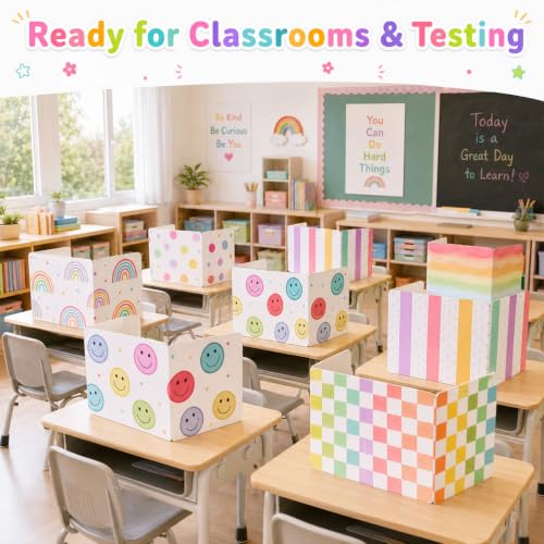 24 Pack Classroom Desk Privacy Shields - Folding Study & Test Dividers