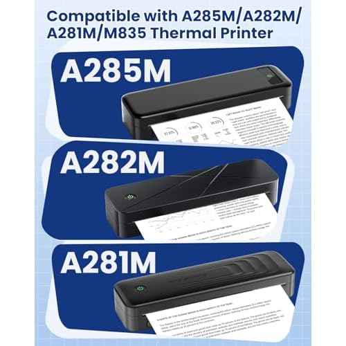 Thermal Paper 8.5" x 11" US Letter Size, 4 Rolls Quick-Dry Thermal Printer Paper, Compatible with A285M A282M A281M M835 M834 M832 Portable Printer