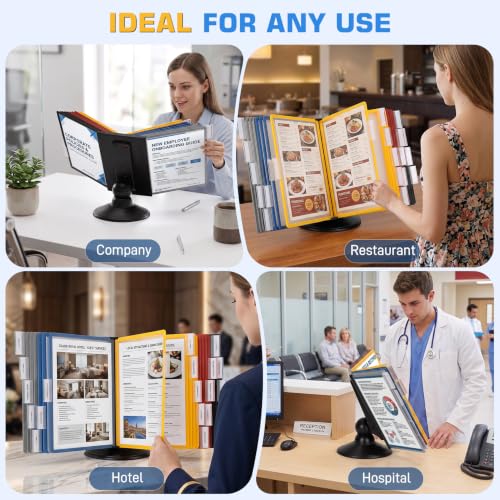 10‑Pocket Desktop Document Organizer with Rotatable Base - LuoVoy