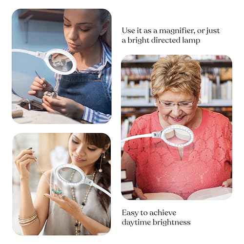 Brightech LightView Flex Magnifying Desk Lamp, 1.75X Light Magnifier, Adjustable Magnifying Glass with Light for Crafts, Reading, Close Work