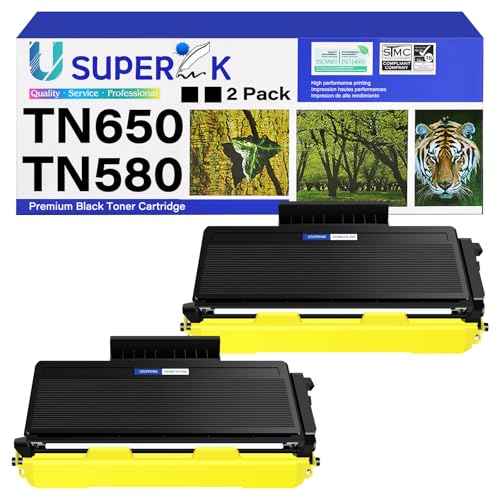 Compatible Toner Cartridge Replacement for Brother TN580 TN650 TN-580 TN550 TN620 TN-650 for MFC-8660DN hl-5370DW HL-5340d 5250DN MFC 8680dn 8480dn 8670dn DCP-8060 8065DN 8085dn Printer 2 Pack-Black