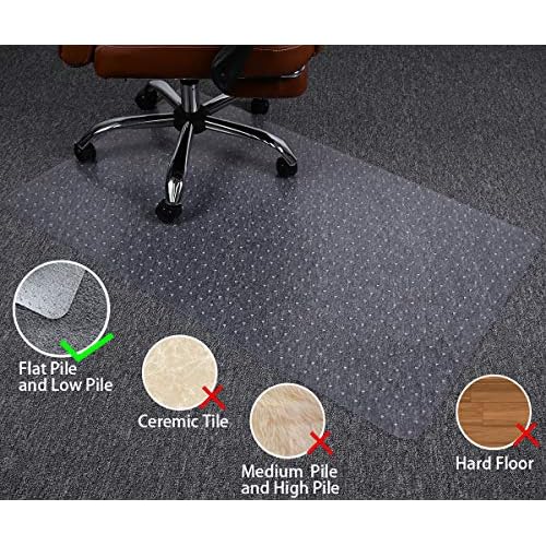 Office Chair Mat for Carpets - 30¡± x 48¡± Clear Carpet Chair Mats for Low Pile Carpeted Floors Home Office, Studded Floor Mat for Office Chair on Carpet