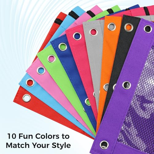 ASBEFORE Black Pencil Pouch for 3 Ring Binder with Zipper & Clear Window