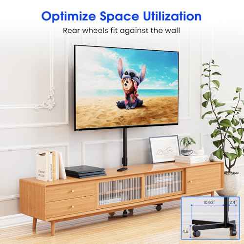 Mobile TV Stand for 23-60 Inch LCD LED OLED Flat Panel Curved Screen TVs up to 88 lbs, Tilt and Height Adjustable, Locking Rolling Wheels TV Cart, Max VESA 400x400mm, Black