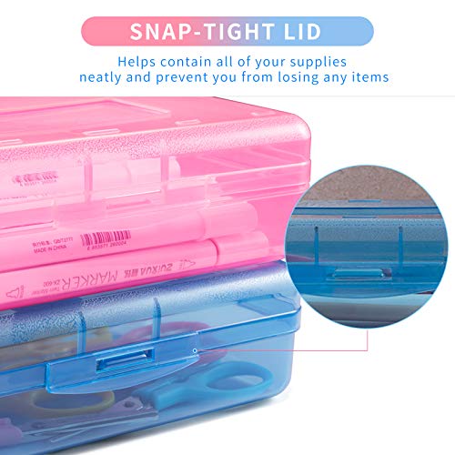 Sooez 3-Pack Large Hard Pencil Cases - Clear & Colorful Crayon Storage Boxes