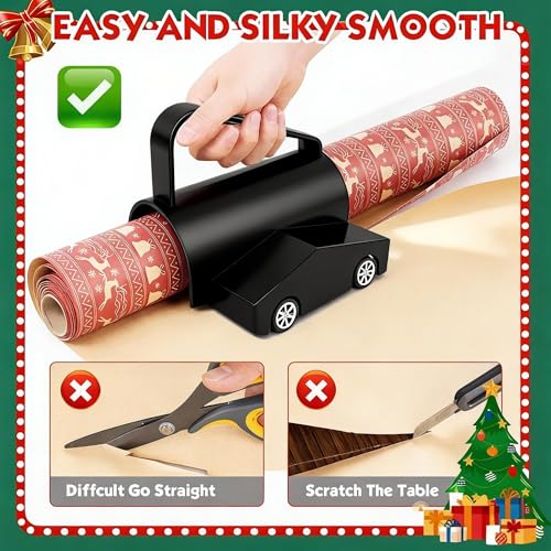 HSRBO Paper Cutter for Gift Wrap, Universal Roll Fit, 4 Blades, Easy Use